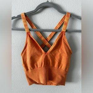 FP Movement Good Karma Crop Tank XS/S Vintage Koi washed orange sports bra/top